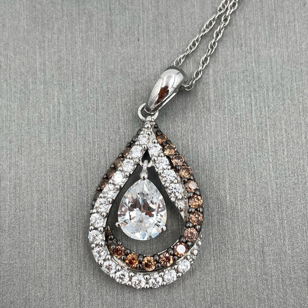 White and chocolate Swarovski crystal pendant